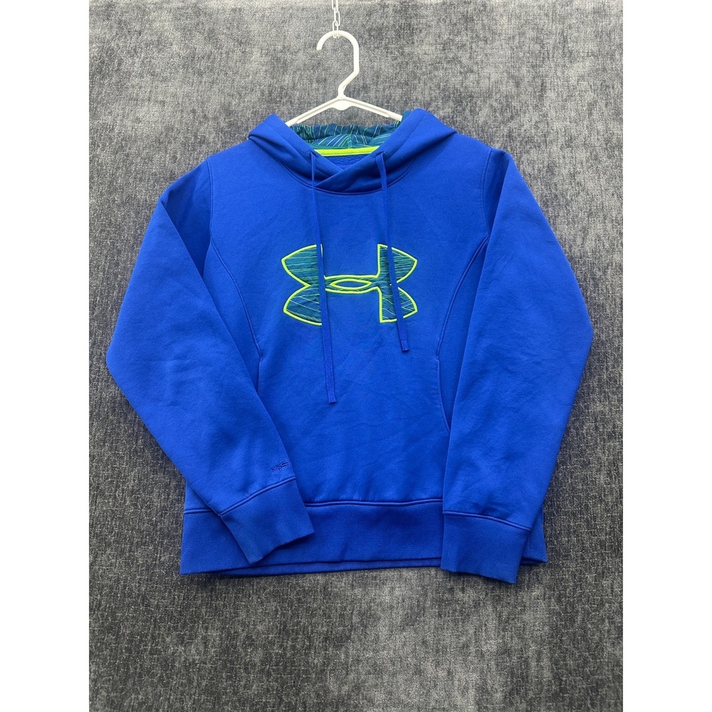 Under Armour Coldgear Hoodie Womens Medium Blue Semi Fitted Storm Fleece Lined